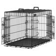 FEANDREA Cage Pliable Chien XL 92.5 x 57.5 x 64 cm 2 Portes Transportable avec Poignées et Plateau Noir PPD36H-0
