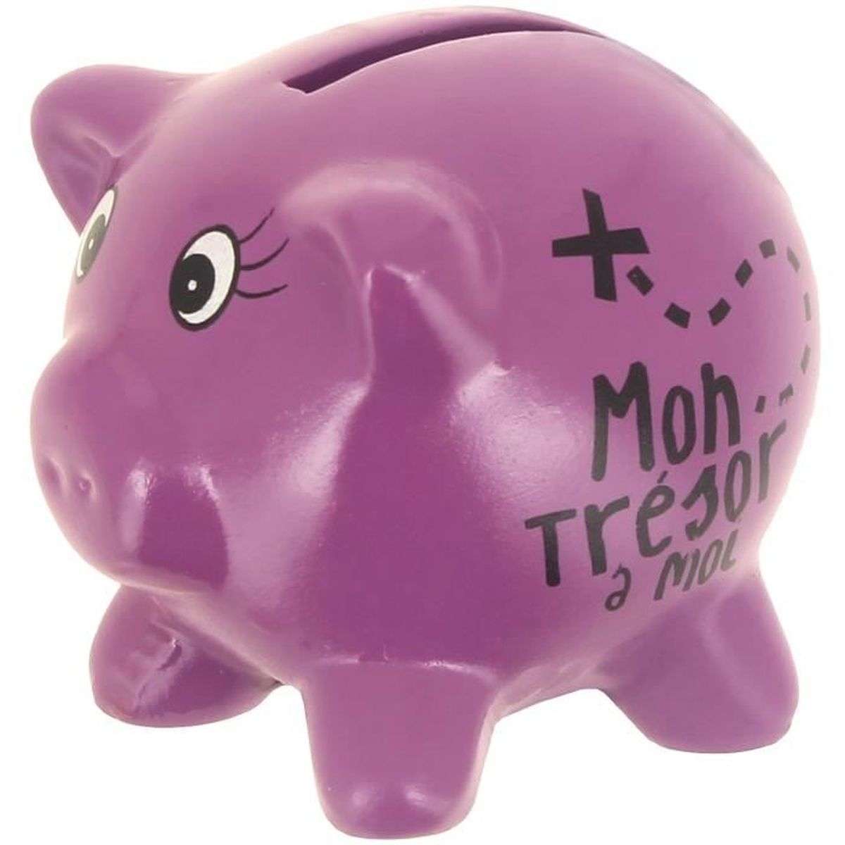 Tirelire en C/éramique Design Petit Cochon Mots Humour pour des Bonbons Blanc Promobo