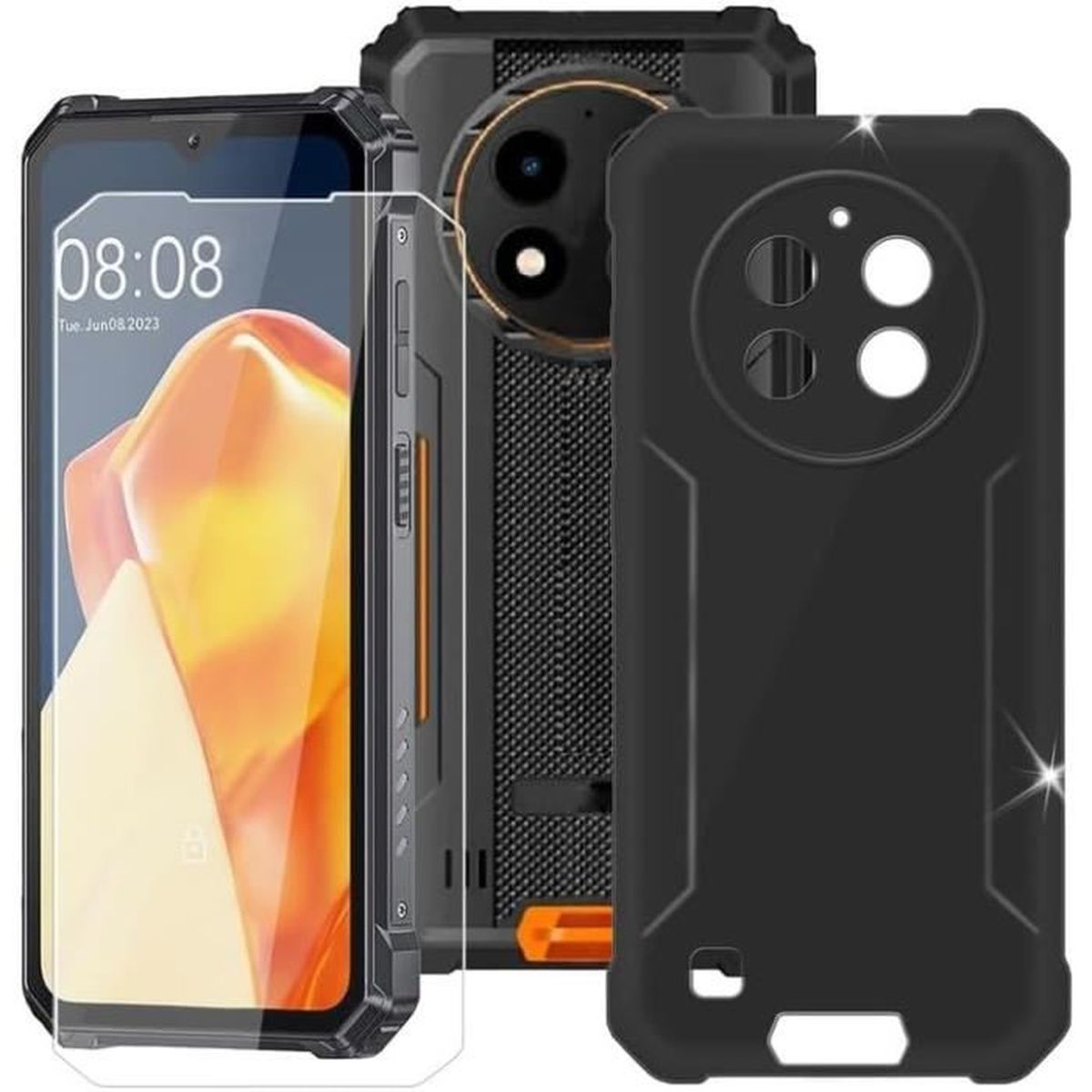 WIMSPEED Custodia per Oukitel WP28 (6.52) con 1 X Vetro Temperato Pellicola Protettiva, Ultra Sottile Antiurto Antigraffio Nero Morbida Silicone TPU Cover per Oukitel WP28 - Nero
