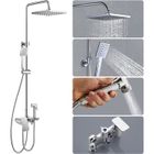 BAKLON Colonne de Douche - Ensemble de douche - avec 10" Douche de Tête et Douchette - 4 Fonctions - Commutation chaude et froide - Laiton