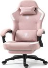 Chaise Gaming Ergonomique - Dowinx - Tissu - Massage - Repose-Pieds - 150 kg - Rose