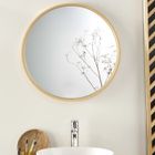 MOB-IN Miroir Rond Design en Bois D60 cm VALI Bois Clair
