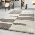 TAPISWORLD Teppium Tapis à poils longs 2 couleurs beige crème 240x340 cm tapis pour salon, chambre à coucher motif à carreaux