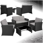 Salon de jardin - TECTAKE - Ensemble lounge d'extérieur JESOLO 1 canapé 2 fauteuils 4 places avec table - Noir/Gris