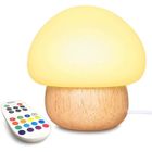 USB Champignon Lampe,YANSION veilleuse LED Pour Enfants En ​avec Base En Silicone,Lampe Chevet Avec Télécommande,4 Modes D'éclairage
