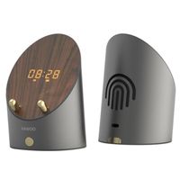 Mini Enceinte Bluetooth, haut-parleur à induction de bureau sans fil Bluetooth support de réveil avec support de téléphone, Noir
