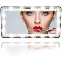 Miroir De Courtoisie Voiture avec 60 LED pour Voiture Pare-Soleil, Miroir de Maquillage avec Interrupteur Tactile Retroviseur (Noir)