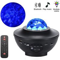 Projecteur LED de vagues d'océan, galaxie, ciel étoilé, lampe de nuit avec musique, haut-parleur Bluetooth pour enfants|Noir