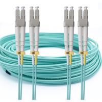 Câble à Fibre Optique LC-UPC á LC-UPC, OM3 Multimode Duplex Jarretière Fibre Optique 50-125um LSZH (0,5M X 2 Pièces)