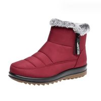 Botte de Neige pour Femme Bottes d'hiver Chaussures Comfortable Chaude,Chaussures Bottes D'Hiver Femmes Courte Bottines,rouge