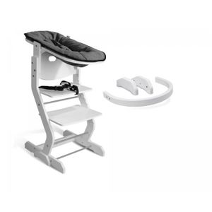 CHAISE HAUTE  Chaise haute réglable - TISSI - Attache bébé et barreau de sécurité - Blanc