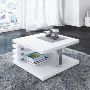 TABLE BASSE Table basse design - ARIENE - 60x60 cm - blanc mat