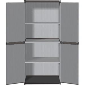Armoire d'extérieur avec 3 portes et 4 étagères réglables, armoire de  rangement en plastique de jardin 97 x 38 x 171 cm, noir et gris