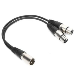 CentBest Câble XLR Y diviseur adaptateur mâle XLR vers double XLR femelle  Y, cordon d'extension pour audio micro 50 cm (1 mâle vers 2 femelles)