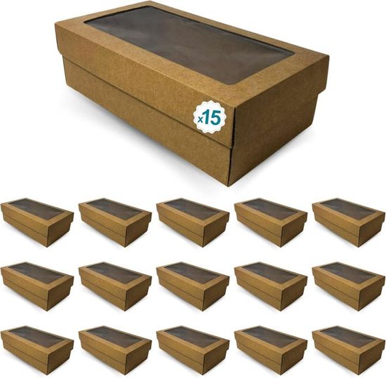 Giiffu Lot De 18 Boîtes Cadeau De Noël, Boite Cadeau Marron En Papier Kraft Avec Des Couvercles - 4 Tailles Différentes - Avec Autocollants - Pour Les Vacances, Noël, Fêtes, Anniversaire, Mariage