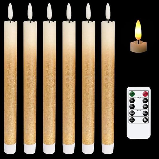 Lot de 6 bougies led sans flamme avec télécommande, bougies en cire  véritable à piles, bougies électriques vacillantes pour n[A538] - Cdiscount  Maison