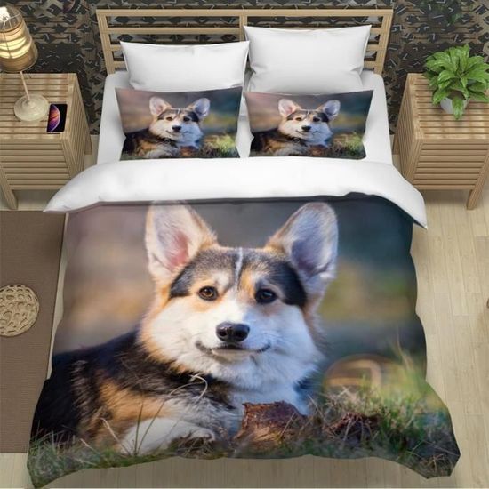 Housse De Couette 200x200 Cm Avec Motif Chien Mignon - Parure Lit 3 Pièces Microfibre Douce - 11