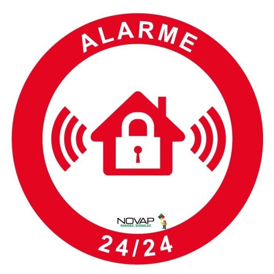Plaque Signalétique "MAISON SOUS ALARME 24/24" - Rouge, Gravée, Pour Extérieur (France)