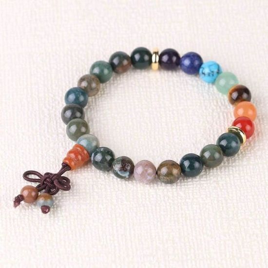 Bracelet Pierre Naturelle Femme,7 Chakras Jaune Naturel Fissuré Quartz