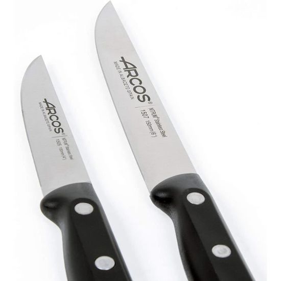 Lot de 2 couteaux de cuisine professionnels (150 mm) - Couteau coupe-légumes (100 mm) - Acier inoxydable Nitrum - Manche noi[197]