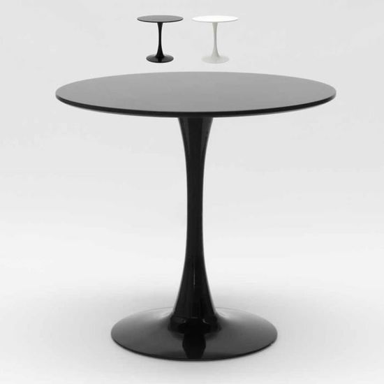 Table Tulip ronde noire et blanche pour bar et salon maison 80cm