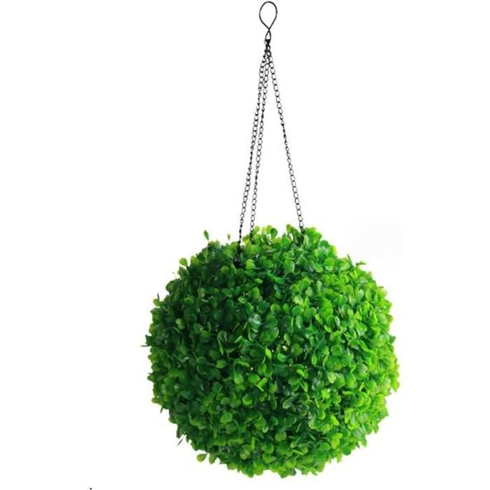 DAZZLEEX Boule d'herbe pour aménagement paysager, boules de roses artificielles topiaires à suspendre, plantes résistantes aux UV (B 20 cm