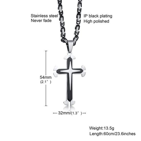 Cha Nette Avec Pendentif Acier Inoxydable Croix 50 Cm 565731 main image 1