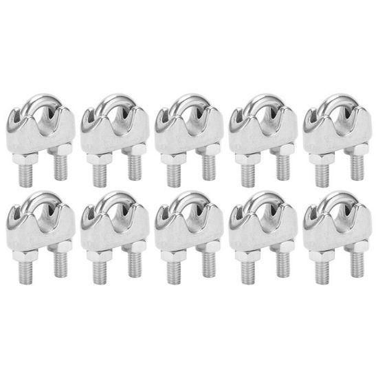Lot De 8 Pinces à Câble Métalliques 3/4" Galvanisées - Avec Boulon En U, Pour Fixations Solides