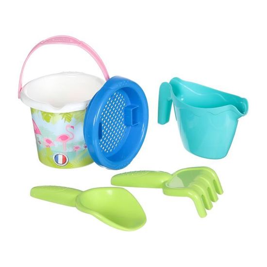 Seau De Plage Ecoiffier Pacifique 17cm - Pelle, Râteau, Tamis - Jeu Sable Dès 18 Mois - Fabriqué En France