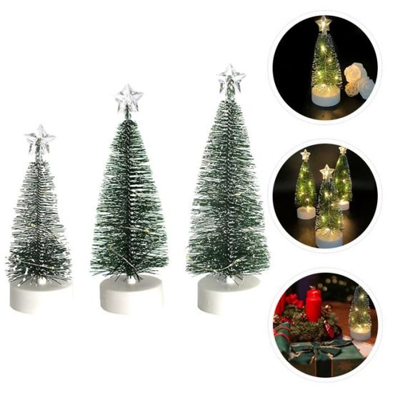 3pcs LED mini arbre de Noël décor de ornement de bureau de (sans batterie) tube lumineux - tube led luminaire d'interieur