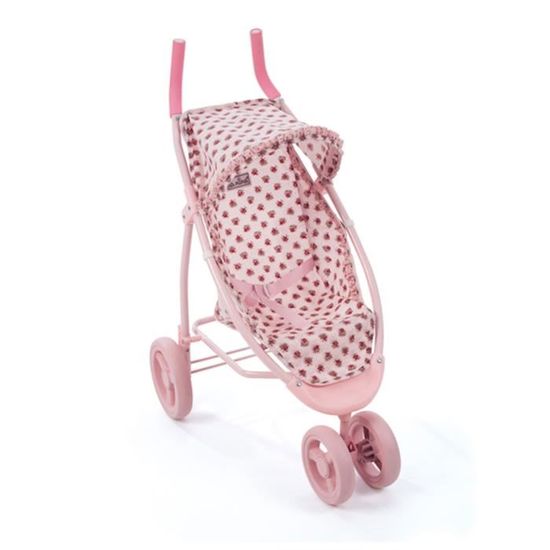 Poussette 3 roues Pliable avec Tablette Panier Harnais Capote pour Poupon Poupée