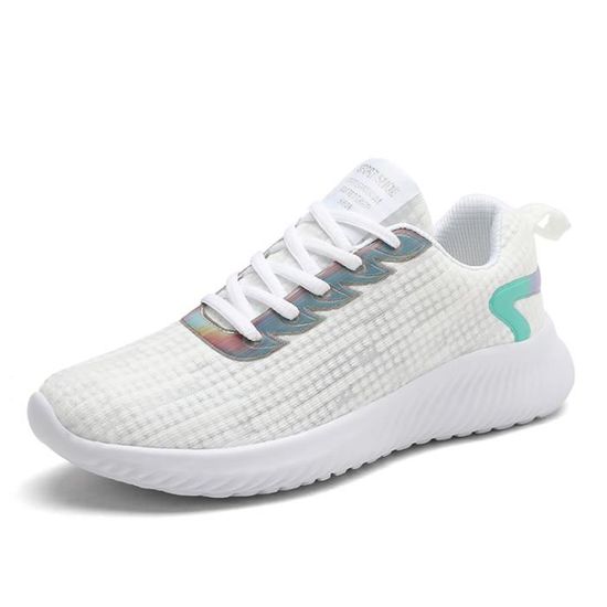 Basket Femme Chaussures Sport Feminine Respirante Chaussure Baskets Blanc Et Rose