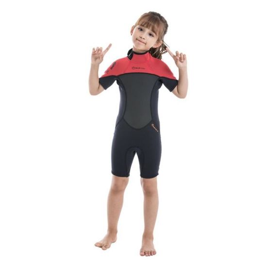 Maillot De Bain Enfant Fille Manches Courtes | Combinaison De Natation Avec Fermeture éclair - ChicTry - Polyester/Spandex