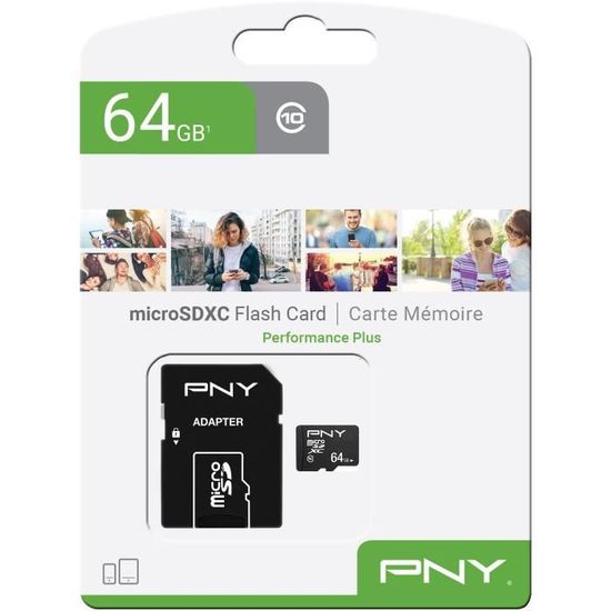 PNY Carte mémoire MICROSD 64GB PERFORMANCE PLUS C10