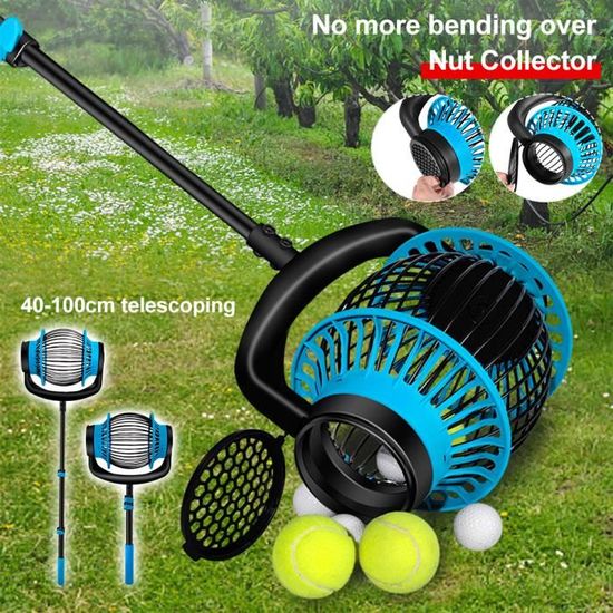 Collecteur Noix Télescopique 48-105cm Ramasse-noix Et Fruits Avec Tige Télescopique - Collecteur à Roulettes 48-105cm Pince Ramasse Objet