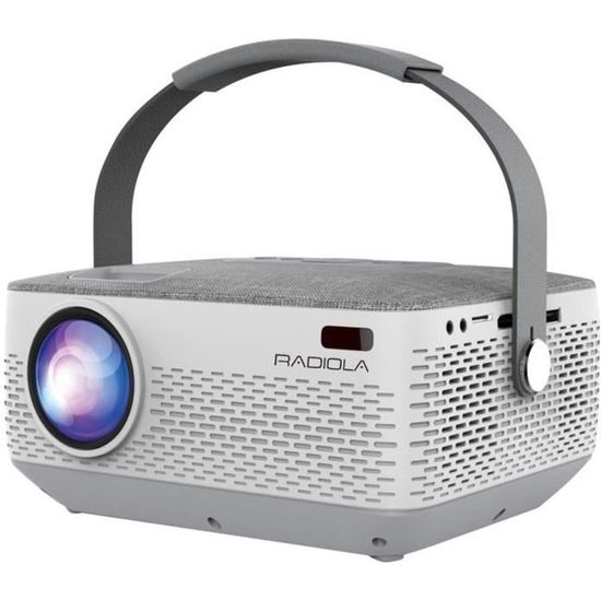 Vidéoprojecteur LED RADIOLA GMRAVPB301 - 1280x720 - 90 ANSI - Bluetooth, HDMI, USB, VGA - Blanc et gris
