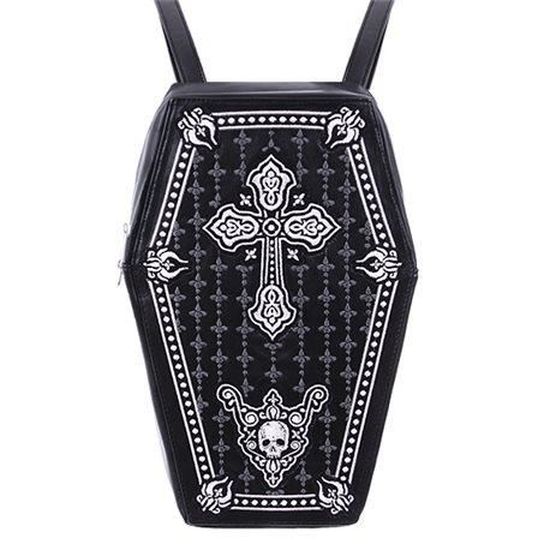 Sac à Main Gothique Cercueil ACUYE - Petit Portefeuille Halloween Avec Chaîne PU