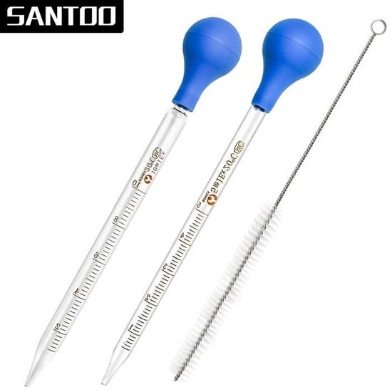 Lot De 2 Pipettes En Verre Graduées - Capacité 3 Ml, Avec Bouchon En Caoutchouc, Pour Laboratoire Et école