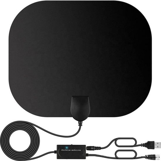 Antenne TV Intérieure VHV 2024 - Amplificateur Signal 420 Km - Réception TNT HD 4K/1080P - VHF/UHF - Base Magnétique Et Câble 5 M - Pour TV Numérique, Smart TV