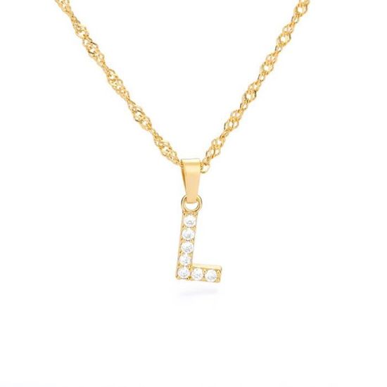 Collier Layering En Acier Inoxydable Doré Avec Zircon - Ras-du-cou Et Pendentif - Neuf Sans Emballage