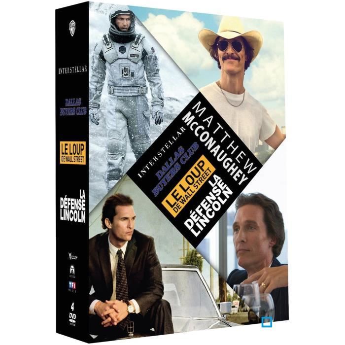 DVD Pack Matthew McConaughey : Interstellar + Dallas Buyers Club + Le loup de Wall Street + La défense Lincoln