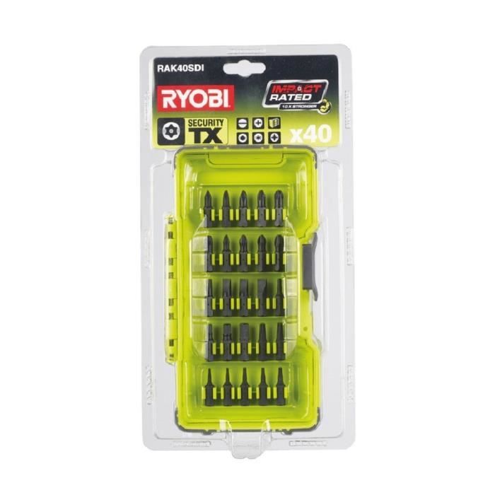 Coffret 40 embouts RYOBI - haute résistance - spécial couple>50 Nm