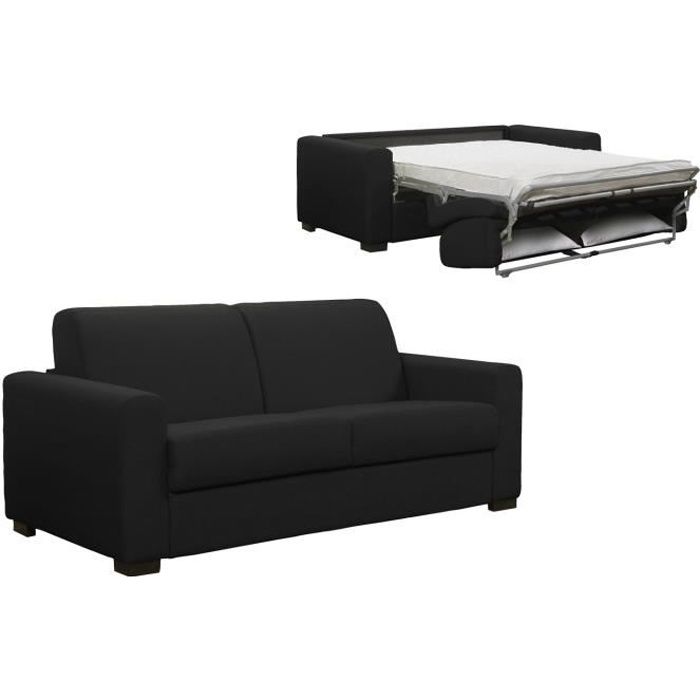 Canapé convertible 3 places gris anthracite couchage 2 personnes Greta