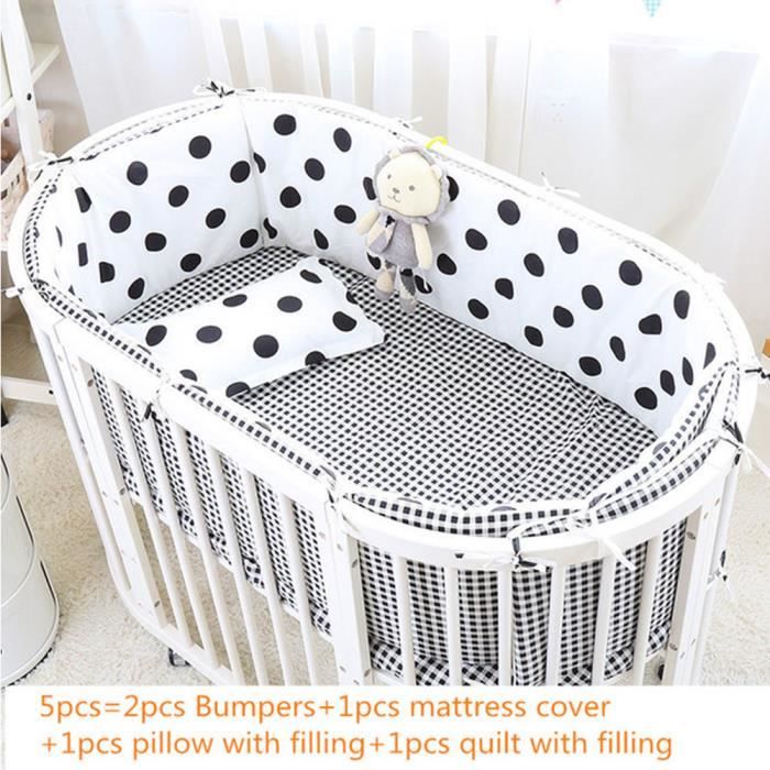 Kit de literie bébé ovale en coton, avec housse de matelas, berceau, ergonomie et sécurité, 5 pièces / ensemble