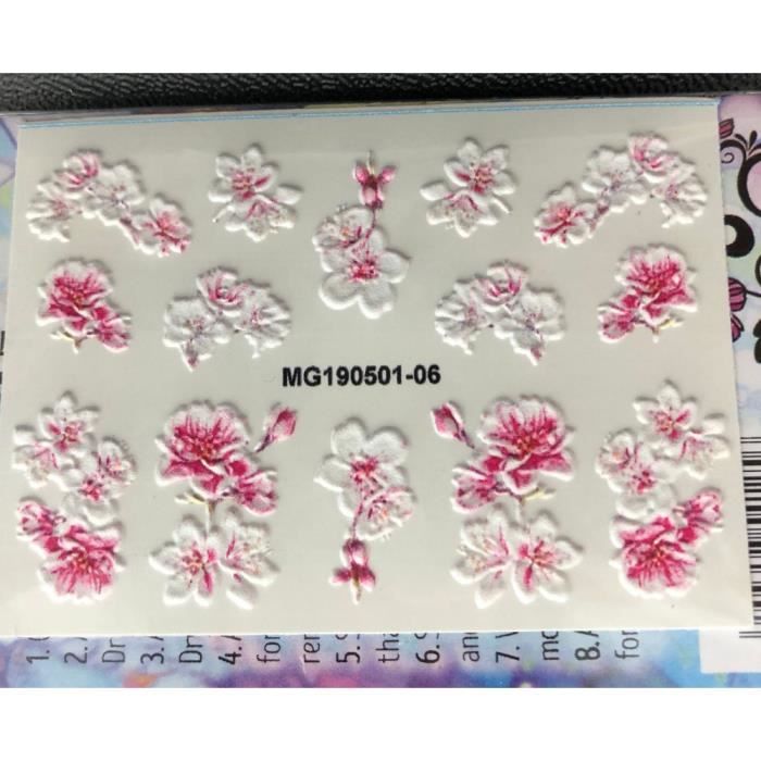Nail Art - 3D0004-1 3D ongle décalcomanie Floral transfert eau mode autocollant ongles enveloppes 3 d glisser nail art #3D0004