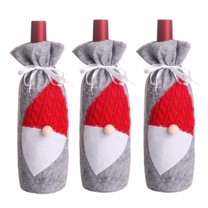 3 pièces couvercle de bouteille de vin durable créatif décoratif léger père noël sac POT PORTE-COUVERTS - RANGE USTENSILES