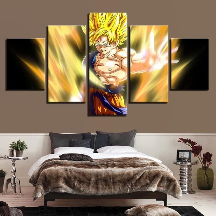 LB19724 Peintures sur toile Art mural pour salon décor à la maison 5 pièces Dragon Ball Z affiches HD impressions dessin animé photo