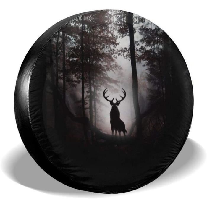 Couverture de PneuHousse Roue de Secours70-75cm Couvre Pneu ImperméableAnti Poussière Neige(Oeuvre d'art Fantastique de cerf)
