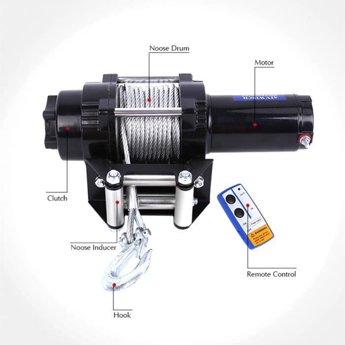 Treuil électrique 4000 lbs 12V 4.8mm × 15m imperméable et résistant à la corrosion -PAI