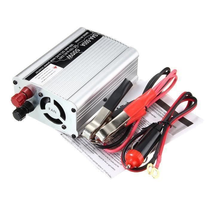 NEUFU Convertisseur onduleur solaire SAA 500W 12V DC à 230V AC modifié voiture Argent BTU3908